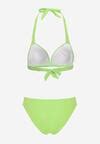 Jasnozielone Bikini Usztywniany Biustonosz Wiązany na Szyi i Plecach Majtki Figi Ozdobione