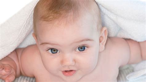 Blue Eyes Cute Baby Inside White Towel Cloth Background Hd Cute