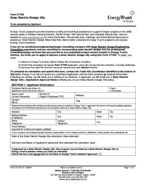 Fillable Online Energytrust Solar Electric Design Ally Energy Trust