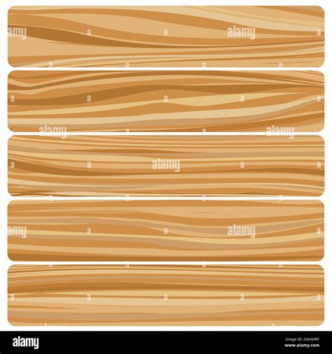 Five Wooden Boards Vector Abstract Wood Texture In Flat Design Stock