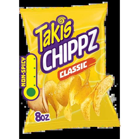 Takis Classic Chippz 8 oz Sharing Size Bag, Salt Thin-Cut Potato Chips ...