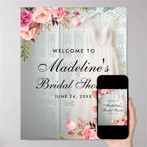 Pink Blush Floral Bridal Shower Welcome Poster Zazzle