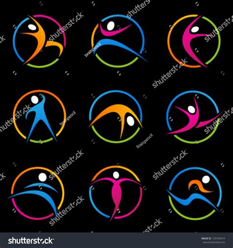 Fitness Globe Elements Graphic Design Editable Stock Vector (Royalty