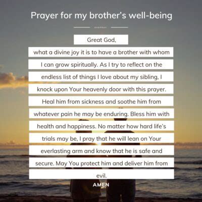 Prayer For My Brothers Well Being Avepray