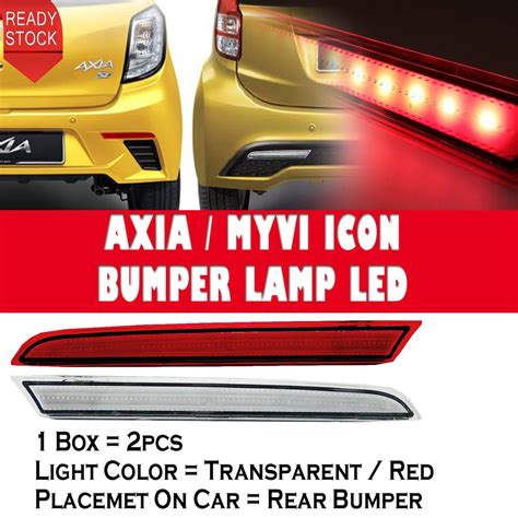 Perodua Axia Myvi Icon Rear Bumper Lamp Led Light Reflector Pcs