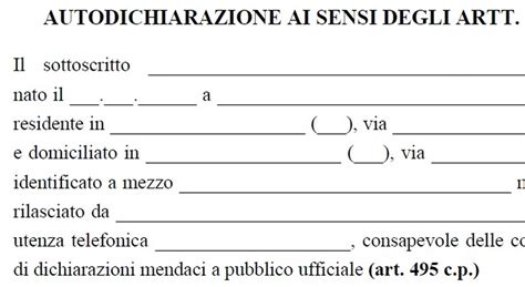 Modulo Autocertificazione Aprile Modulo