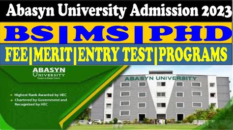 How To Apply Abasyn University Admission 2023 Fee Merit Programs BS MS