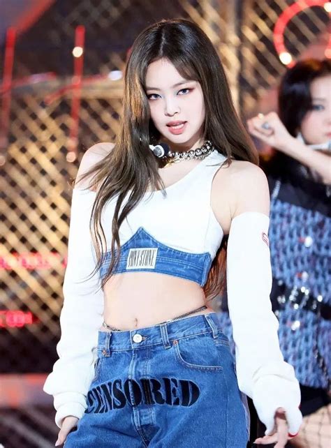 Blue Censored Denim Jeans Jennie Blackpink K Fashion At Fashionchingu In 2022