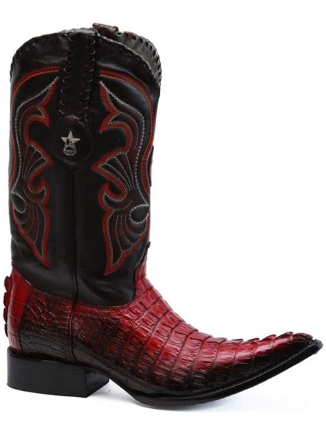 Los Altos Black And Red Alligator Cowboy Boots | Ultimate Menswear