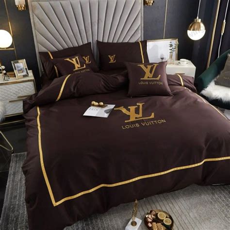 Luxury Louis Vuitton Logo On Grey Background Bedding Set Rever Lavie Bedding Set Bedding