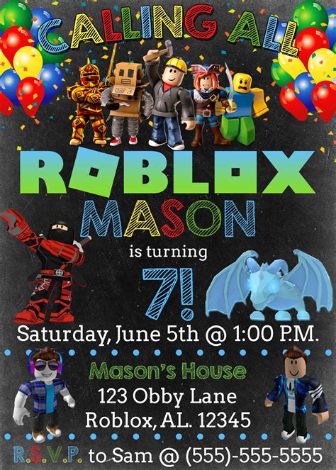 Roblox Birthday Invitation Digital File Etsy Artofit