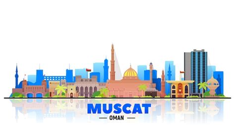 Premium Vector | Muscat Oman city skyline vector at white background ...