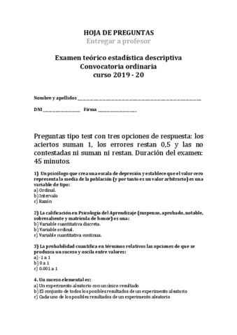 Examen Teorico Estadistica Descriptiva Pdf