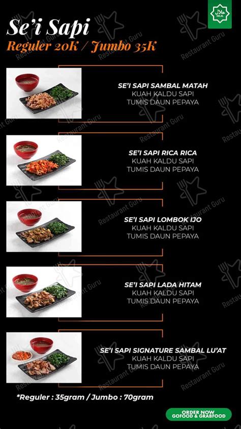 menu  sei sapi kana margonda depok restaurant depok