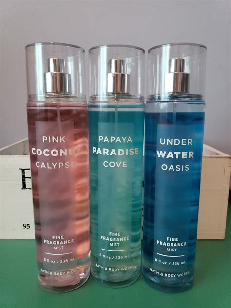 Bath And Body Works 3 Piece Fragrance Mist Set Includes Pink Coconut Calypso Papaya Paradise