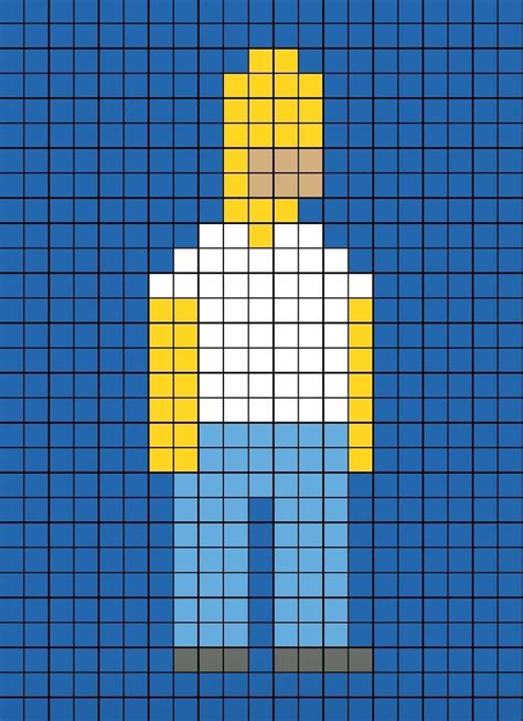 The smallest pixel art template of Homer from The Simpsons. Easy Perler ...