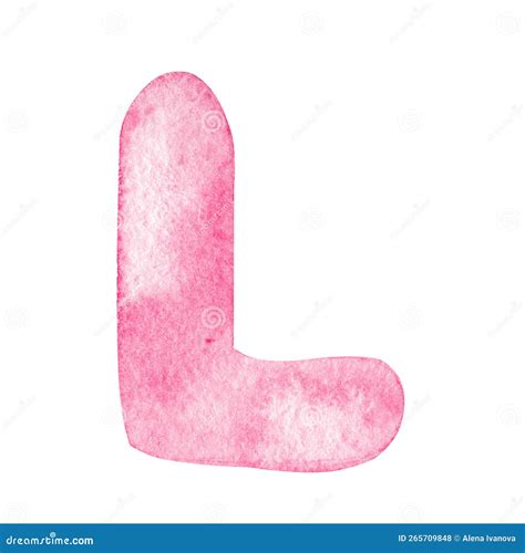 Watercolor Pink Letter L Isolated On White Stock Photo Image Of