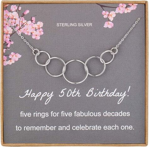 50th Birthday Gifts For Women Sterling Silver Five Circle Necklace For