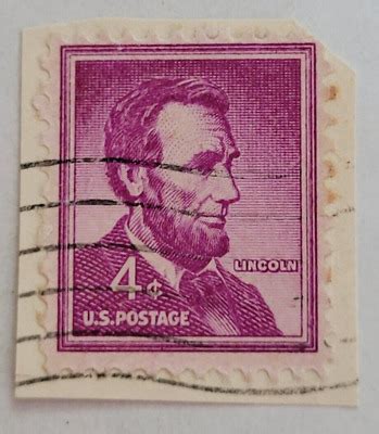 U S Postage Abraham Lincoln 4 Purple Stamp Used Posted C 1954