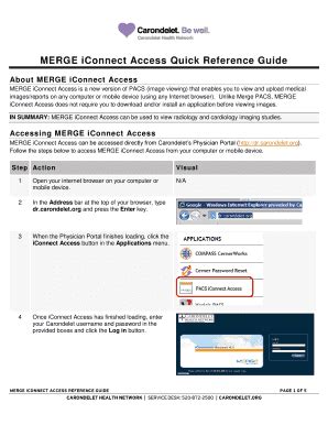 Fillable Online Merge Iconnect Access Quick Reference Guide Fax Email