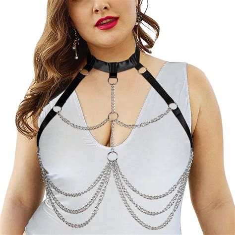 Garters Goth Bondage Body Harness Chain Bra Top Plus Size Lingerie Chest Waist Belt Punk Fashion