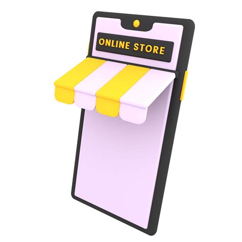 3d Simple Online Shopping Store Icon Ecommerce Illustration 9590378 Png