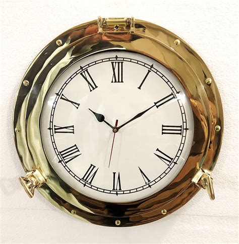 12 Antique Marine Solid Brass Ship Porthole Analog Clock Nautical Wall Hanging Clock Home Decor