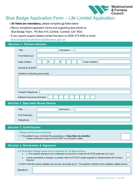 Fillable Online Blue Badge Application Form To Print Off Fill Online