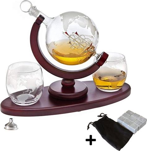 Premium Whiskey Karaf Set Whisky Decanteerkaraf Globe Decanter Met