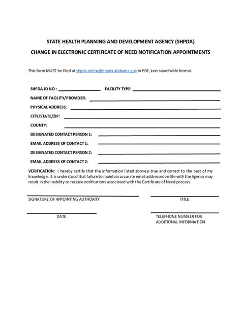 Fillable Online Shpda Alabama Certificate Of Need Process Forms Shpda