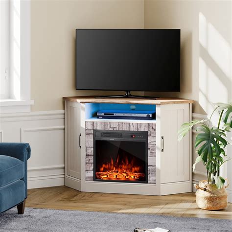 WAMPAT Coner TV Stand with Fireplace, Fireplace Entertainment Center ...