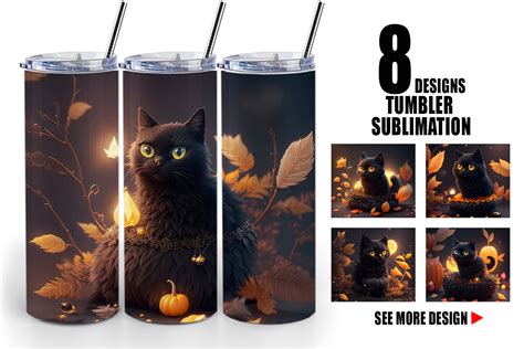 Tumbler D Black Cat Halloween Graphic By Artnoy Creative Fabrica