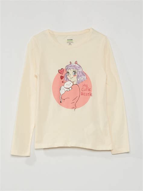 Camiseta Estampada De Manga Larga BLANCO Kiabi 4 50