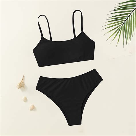 Teen Girls Swimsuit Piece Beach Bikini Bathing Suit Solid Color Girls Bathing Suit Size