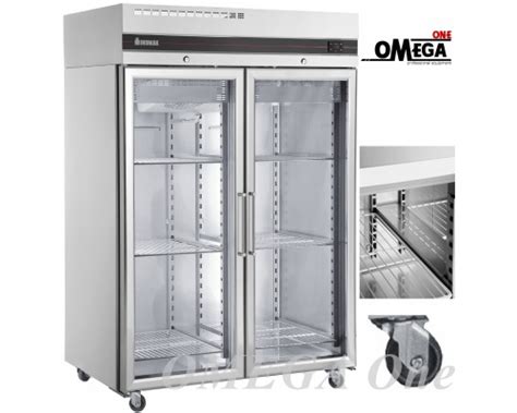 Double Glass Doors Upright Freezer With Castors Ltr Omega One