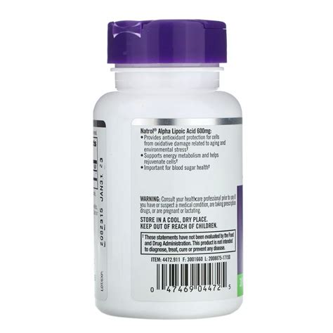 Ácido Alfa Lipoico 600mg 30 Cápsulas de NatrolNatrol