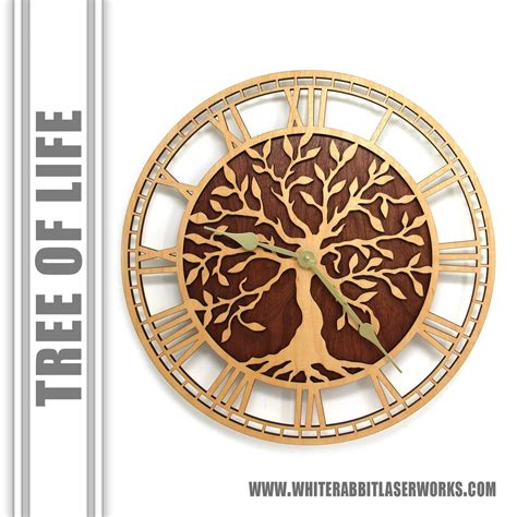 Tree Of Life Wood Wall Clock Etsy