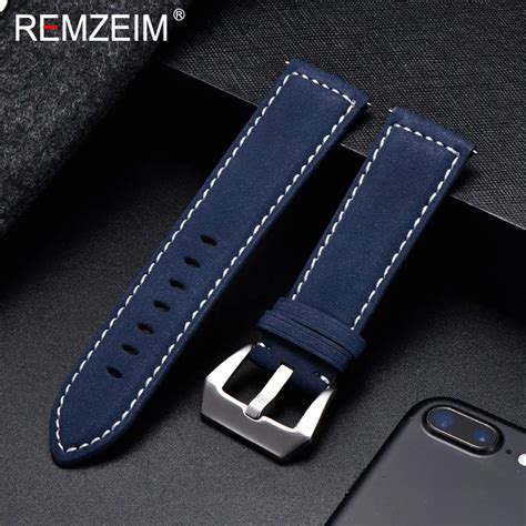 Uhrenarmbänder Echtes Leder Armband Armband Schwarz Blau Braun Vintage