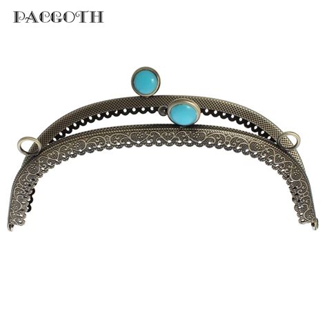 Pacgoth Iron Alloy Kiss Clasp Lock Frame Arch Antique Bronze Lake Blue