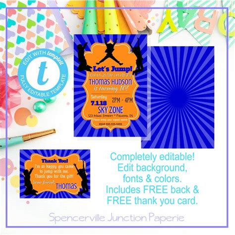 Sky Zone Invitation Etsy