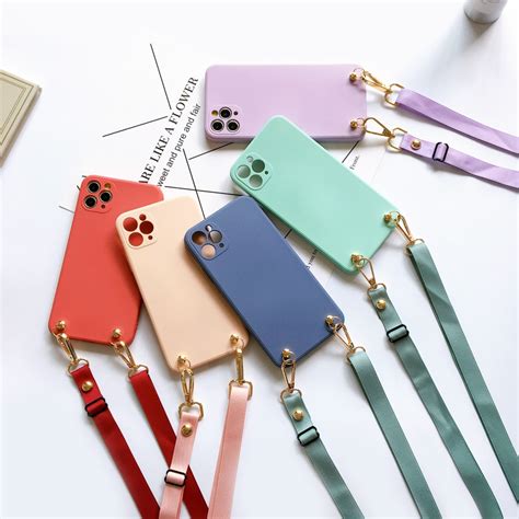 Capa De Celular De Silicone Líquidopescoçocordão De Corrente Para Xiaomi Redmi Note 1110 Pro