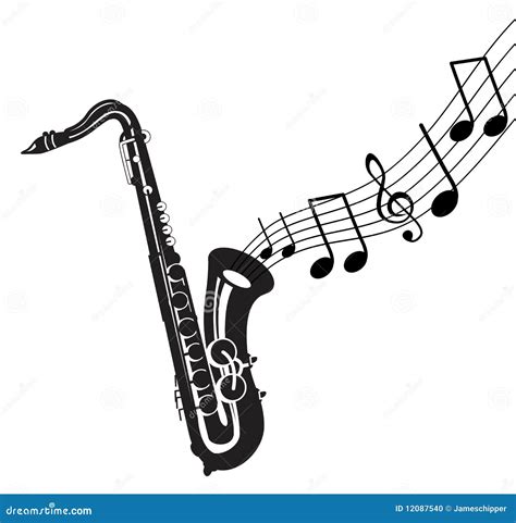 Musical Notes With Saxophone Stock Photo - Image: 12087540