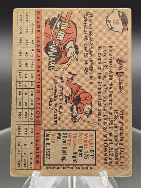 1958 Topps 28 Jim Busby Baltimore Orioles EBay