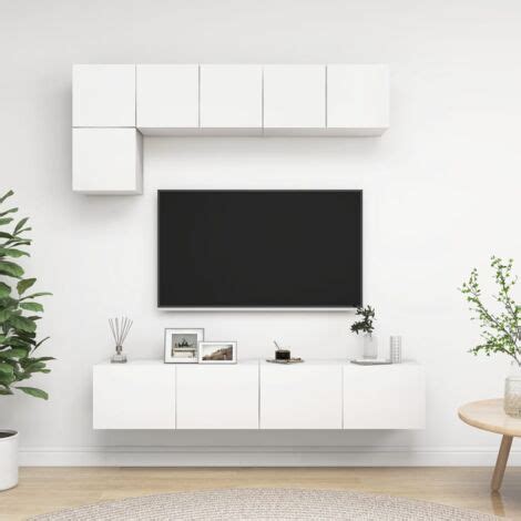 Ensemble De Meuble Tv Pcs Blanc Agglom R