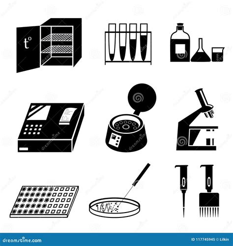 Microbiology Analysis Tests Icons Set Stock Vector Illustration Of