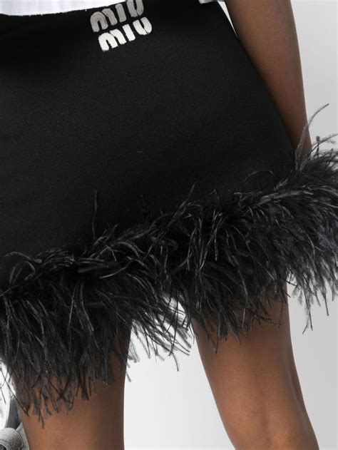 Miu Miu Feather Trim Cashmere Blend Mini Skirt Eraldo UK