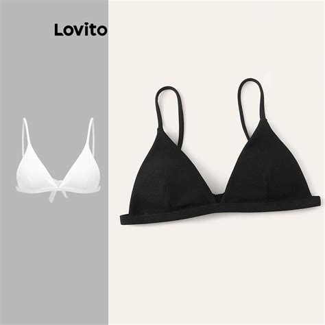 Lovito Sexy Plain Tie Back Bikini Top For Women Lnl Lovito Atasan Bikini Punggung Polos