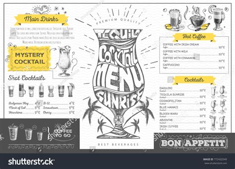 Vintage Cocktail Menu Design Restaurant Menu Stock Vector Royalty Free 772432549 Shutterstock