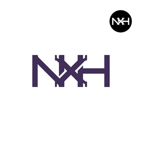 Diseño del monograma de las letras del logotipo de NXH Vector Premium