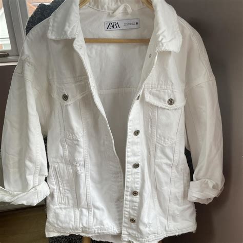 Zara White Denim Jacket Oversized Never Worn So Depop